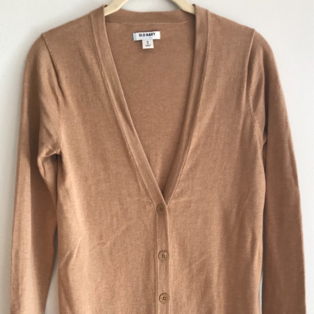 SOLD! Old Navy Long Tan CARDIGAN SWEATER Sz XS